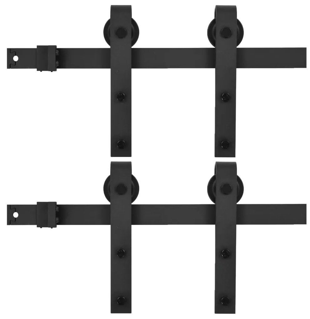 vidaXL Hardwaresets voor schuifdeuren 2 st 183 cm staal zwart