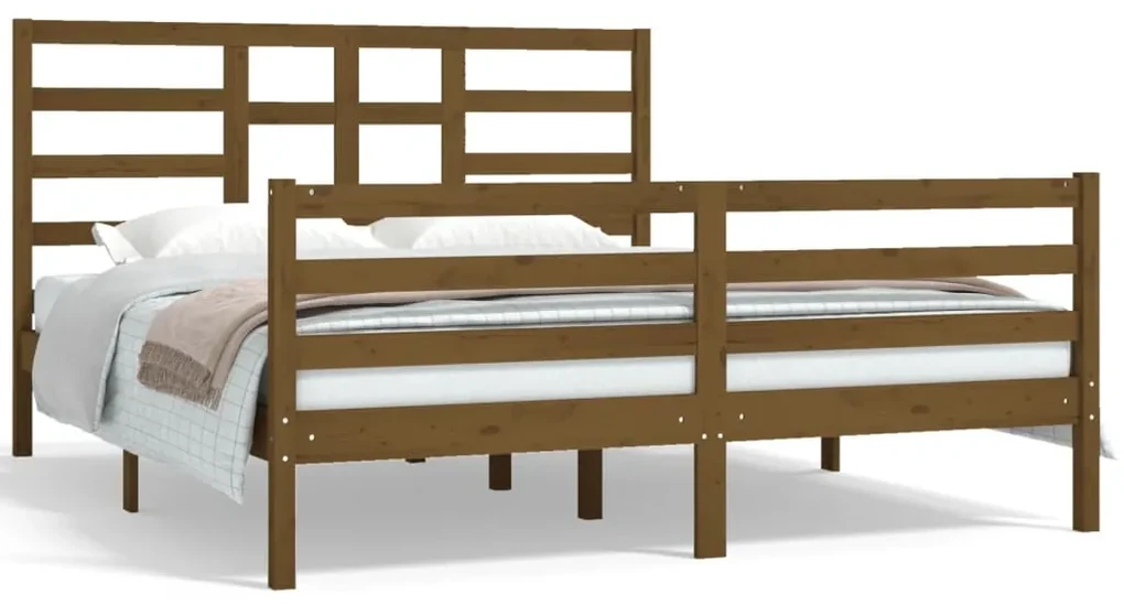 vidaXL Bedframe massief hout honingbruin 160x200 cm