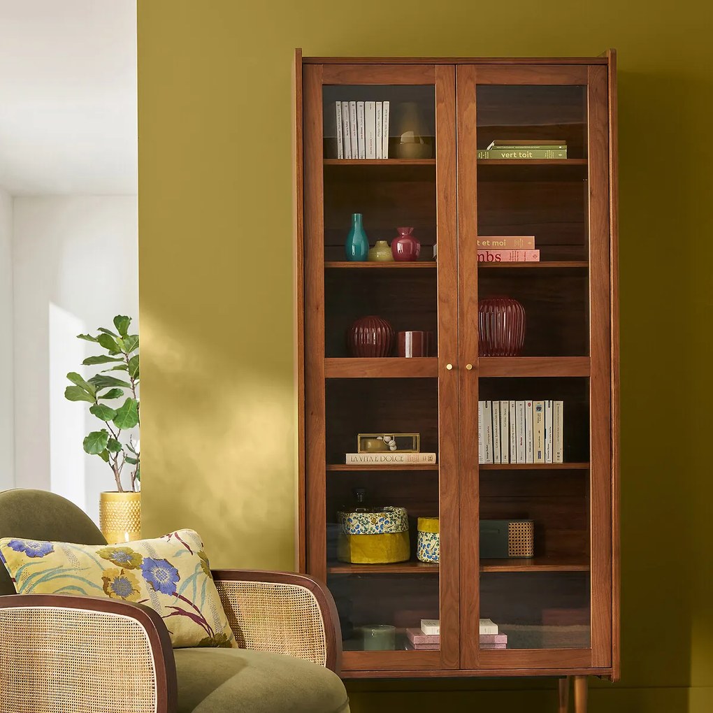 Vaas van blauw gestreept gekleurd glas, hoogte 14,3 cm, MARLIA