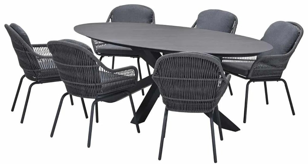 Garden Impressions Yima tuinset 7-delig - Scot tuintafel Napoli grey 230x115 cm