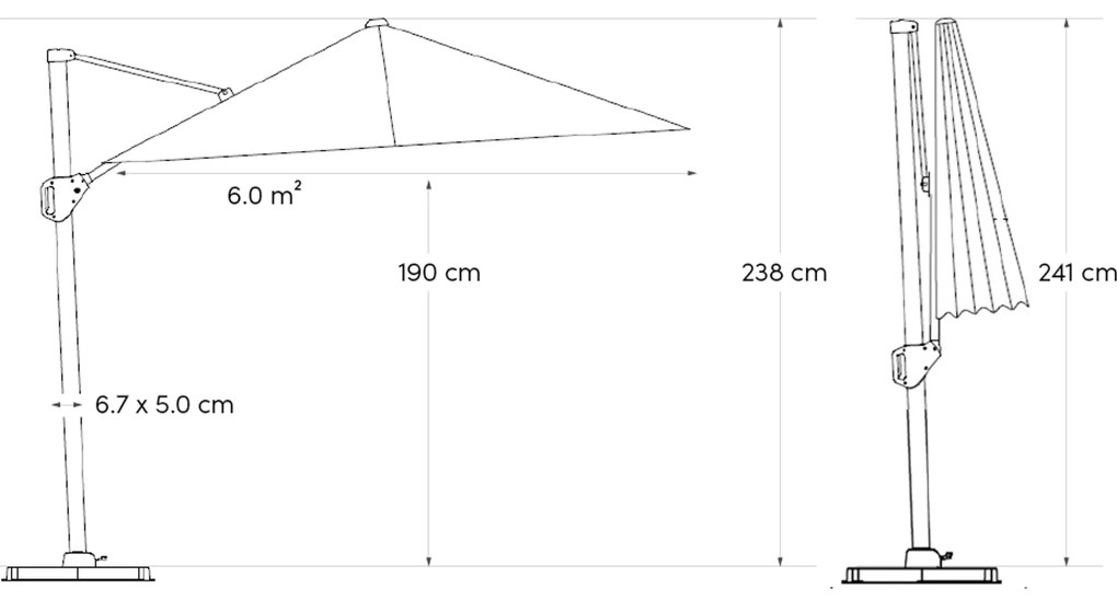 Zweefparasol 3x2m T1 (excl.voet) Taupe-naturel-bruin Platinum Voyager