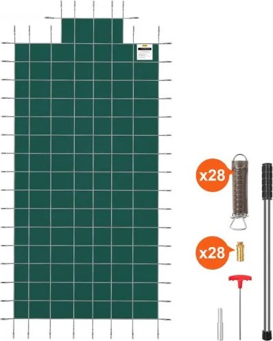 VEVOR Zwembadafdekking 5,5 x 10,4 m, geschikt voor 4,9 x 9,8 m rechthoekige winterafdekking voor in de grond, groen netweefsel, solide zwembadveiligheidsafdekking voor zwembaden
