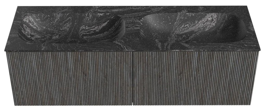 Mondiaz Kurve-dlux 140cm badmeubel shadow met 2 lades en wastafel stor small dubbel zonder kraangat lava