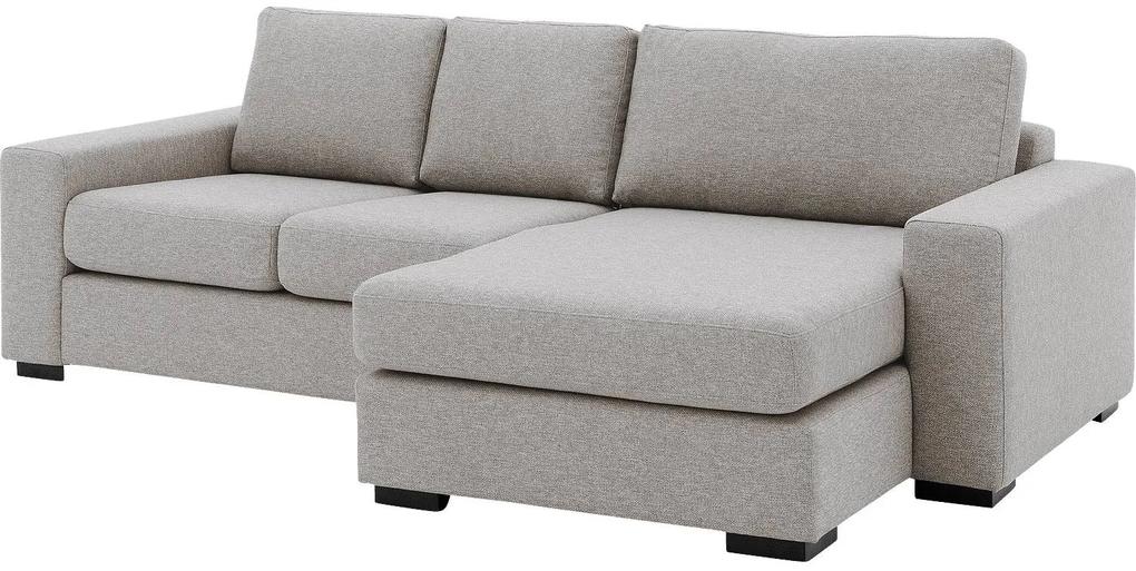 Goossens  grijs, stof, 2-zits, stijlvol landelijk met chaise longue rechts