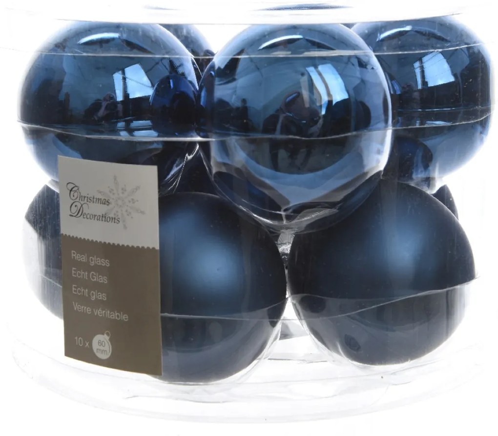 Kerstbal glas glans-mat diameter 6cm nacht blauw KSD