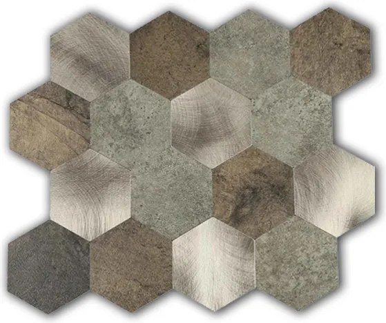 Zelfklevend Hexagon XL Koper - 29.2 cm x 25.4 cm x 0.33 cm | 0.5 kg | Paneli zelfklevende steenstrips