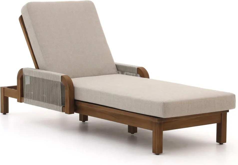 Verstelbaar ligbed Bellagio  | Teakhout | Natural Teak/Taupe - Naturel - Bruin | Ligstoel tuin | Strandbed  | Kees Smit Tuinmeubelen