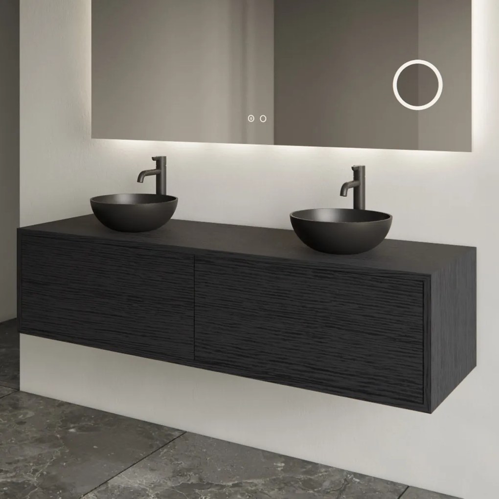 Gliss Design Joa badmeubel met 2 lades 160cm black veneer