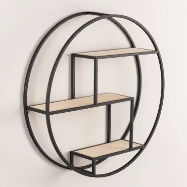 Kafren Wandrek Ø60 Cm Van Ijzer En Hout Zwart – Natuurlijk Hout - Sklum