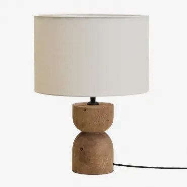 Mangohouten Tafellamp Diniz ?18 Cm & Wit Ø30 Cm - ?20 Cm Arlina - Sklum