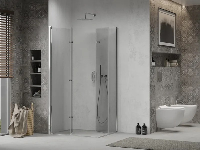 Mexen Lima Duo opvouwbare douchecabine 100 x 80 cm, transparant, chroom - 856-100-080-02-00