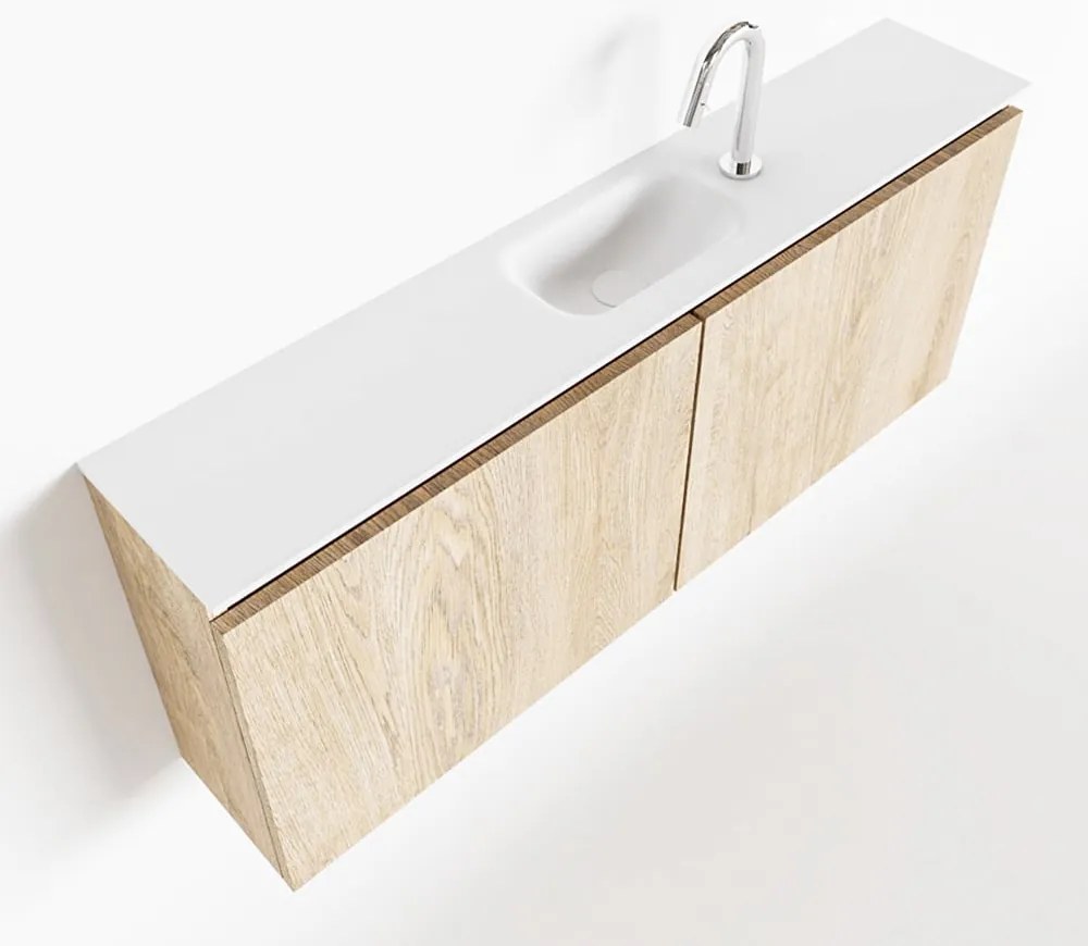 Mondiaz Ture 120cm toiletmeubel washed oak met wastafel talc midden 1 kraangat