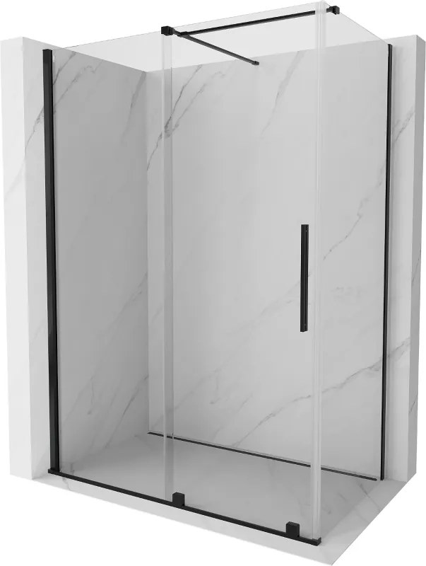 Mexen Velar schuifbare douchecabine 160 x 80 cm, transparant, zwart - 871-160-080-01-70
