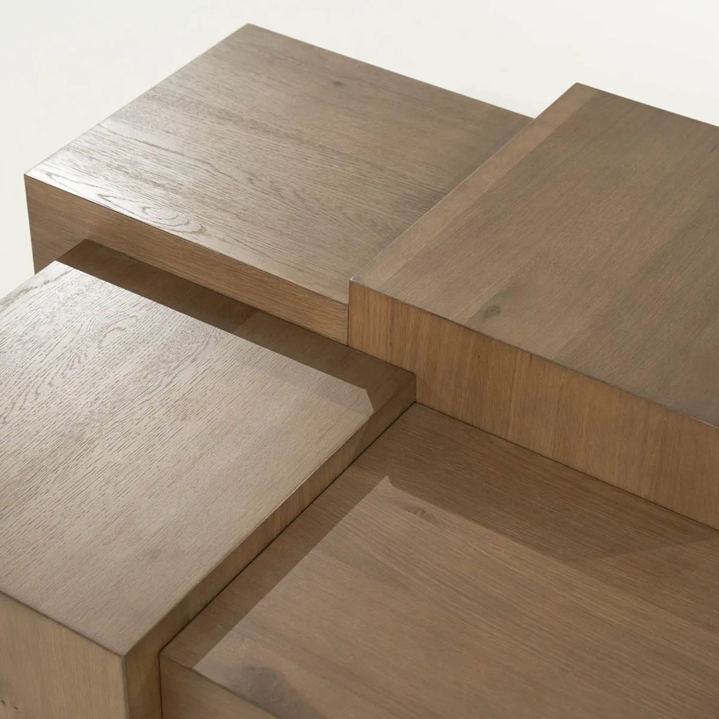 Blokken Salontafel Eiken Bruin 80x80 Cm - 80 X 80cm.