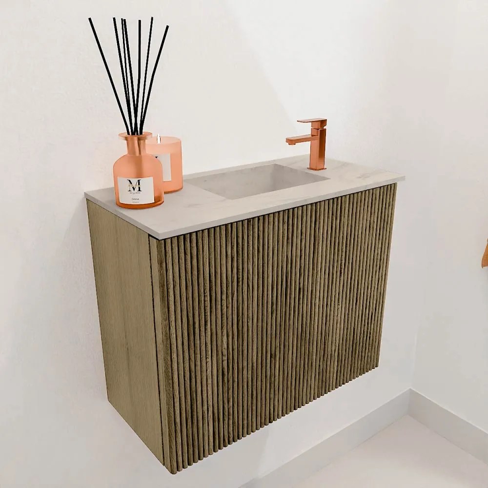 Mondiaz Joya DLux 50cm toiletmeubel dusk met wastafel faye rechts 1 kraangat opalo