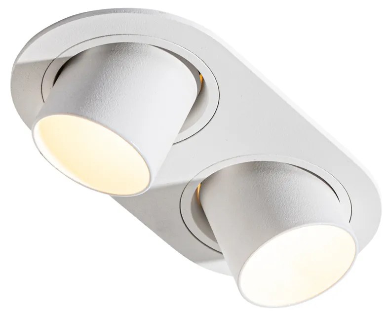 Afgeronde inbouwspot wit GU10 35mm kantelbaar 2-lichts - Installa Modern GU10 Scandinavisch ovaal Binnenverlichting Lamp