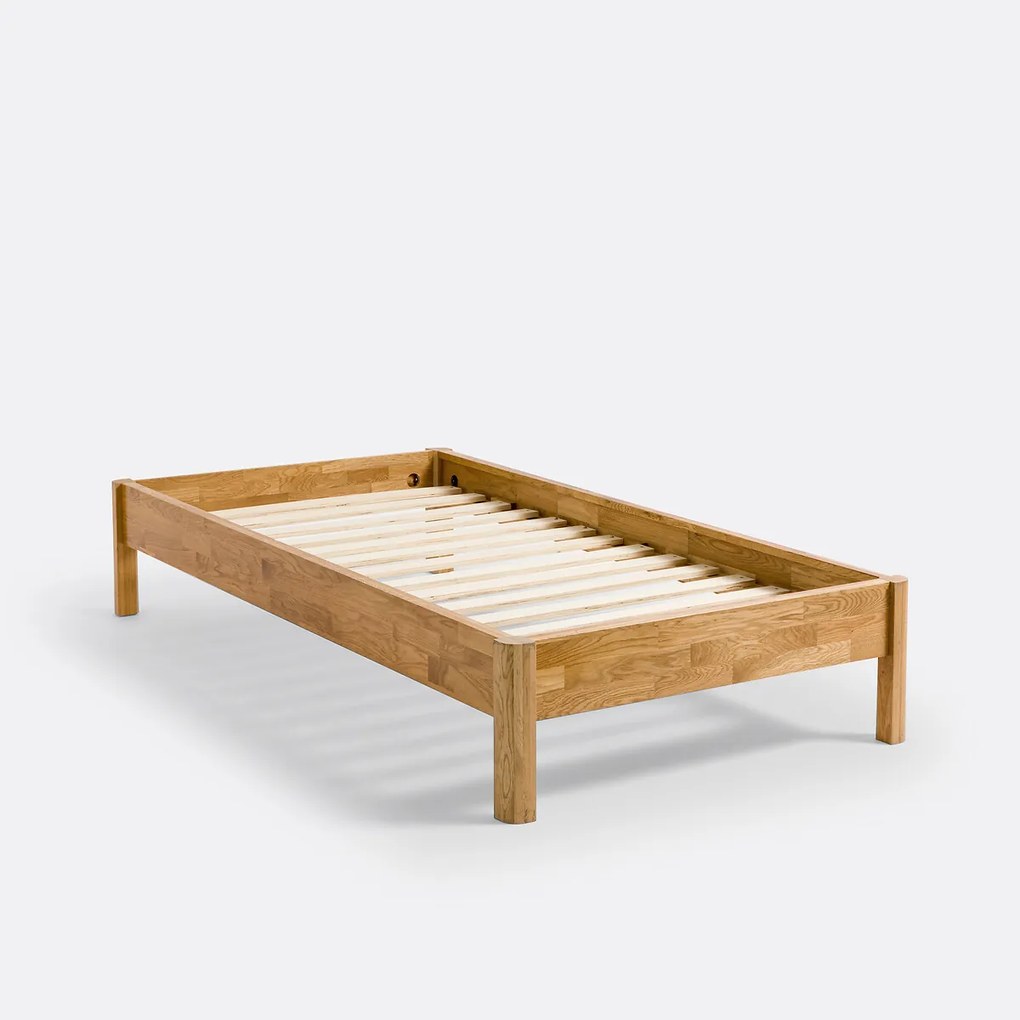 Bed in massief eik met lattenbodem ZULDA 1 persoon