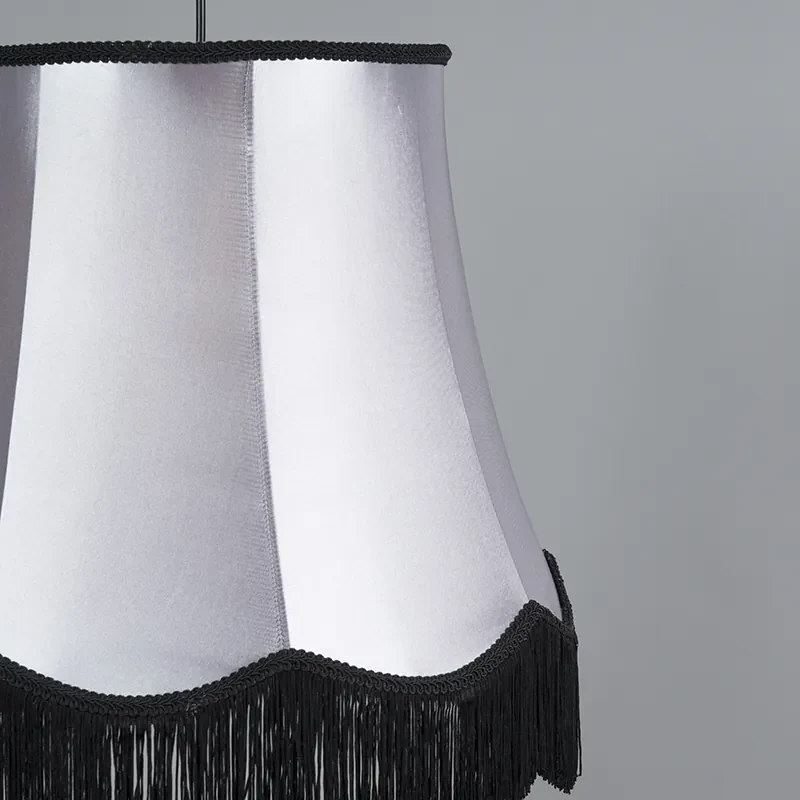 Stoffen Eettafel / Eetkamer Retro hanglamp zwart met grijs 45 cm - Granny Retro E27 rond Binnenverlichting Lamp