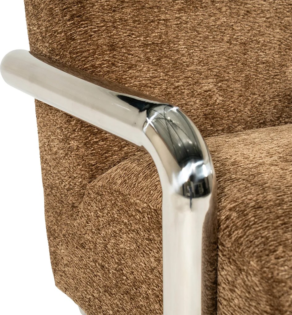 Fauteuil Chromen Armen Bruin