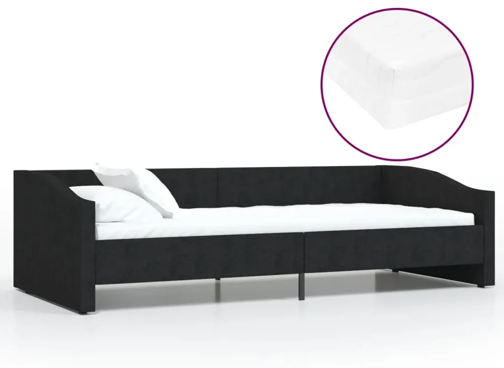 vidaXL Slaapbank met matras en USB stof zwart 90x200 cm