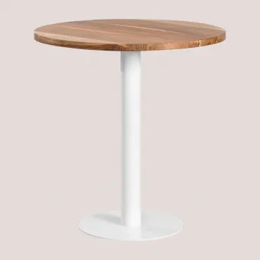 Ronde Barkruk Van Acaciahout Xiren Acaciahout - Wit & Ø70 Cm - Sklum