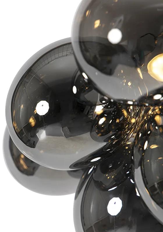 Design plafondlamp zwart met smoke glas 4-lichts - Uvas Art Deco, Design G9 bol / globe / rond Binnenverlichting Lamp