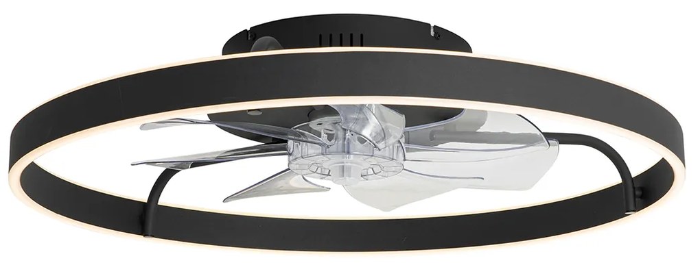 Plafondventilator zwart 70cm incl. LED dimbaar met afstandsbediening - Maddy