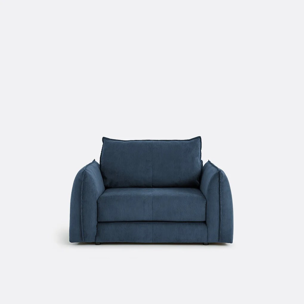 Rechte, uitklapbare fauteuil, 1-zits, van fijn geribd fluweel, TIKI