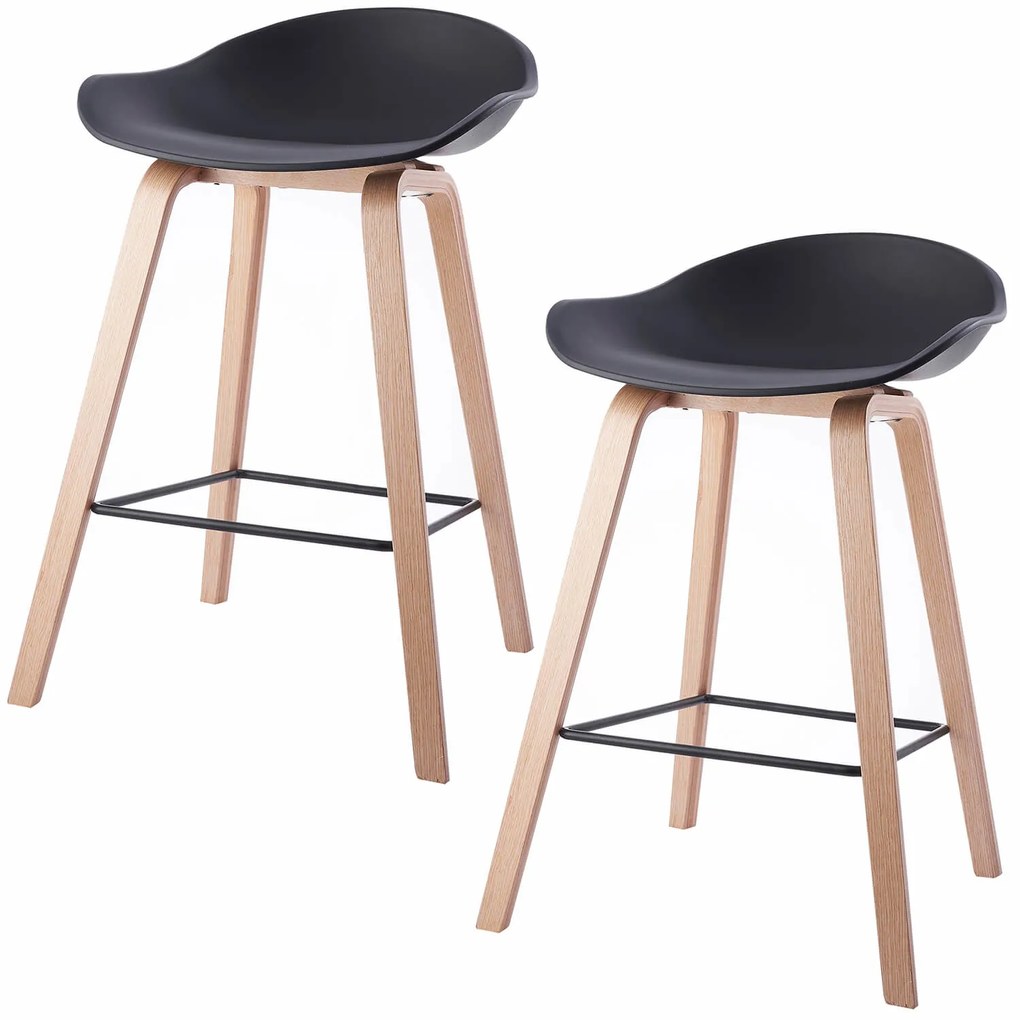 House of Rebels Barkruk - Romeo - 65 cm - Zwart - Hout - Set van 2 - House of Rebels