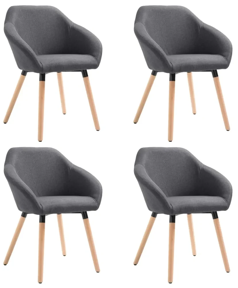 vidaXL Eetkamerstoelen 4 st stof donkergrijs