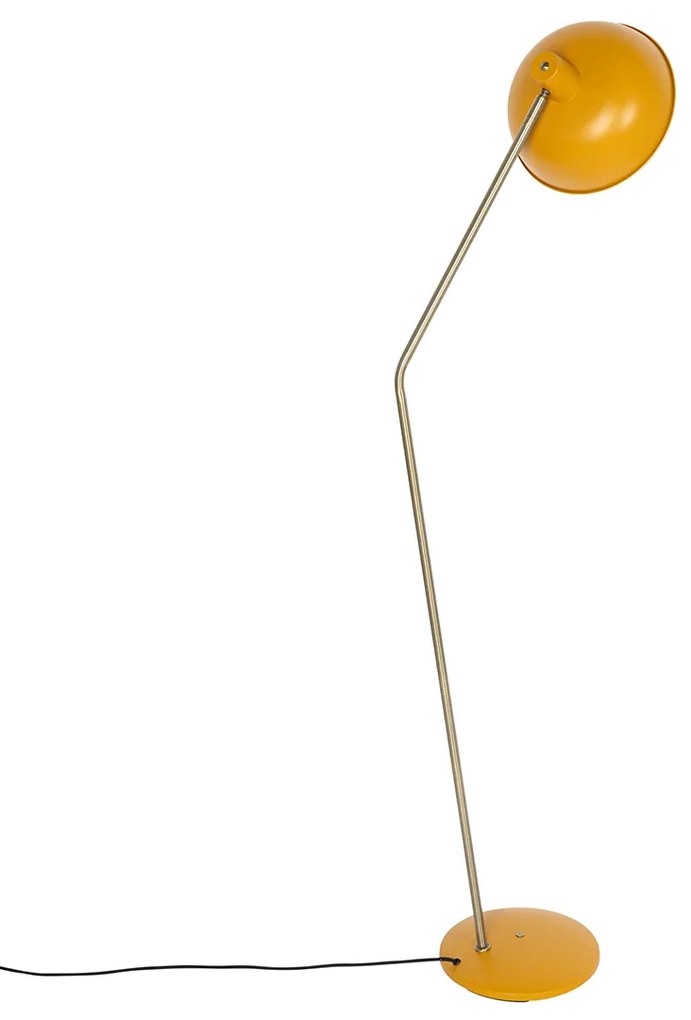 Retro vloerlamp geel met brons - Milou