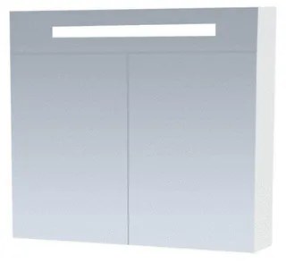 BRAUER Double Face Spiegelkast - 80x70x15cm - verlichting - geintegreerd - 2 links- rechtsdraaiende spiegeldeur - MDF - hoogglans wit 7071