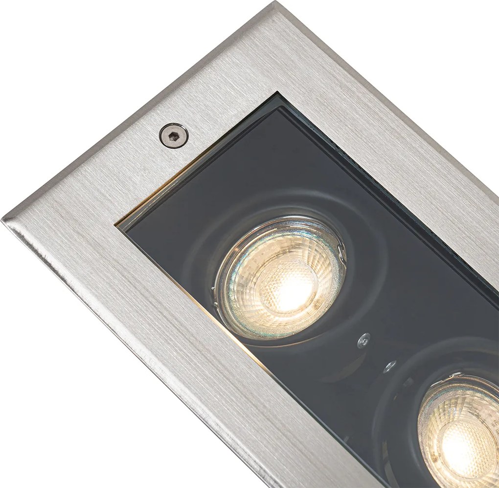 Moderne grondspot staal 2-lichts verstelbaar IP65 - Oneon