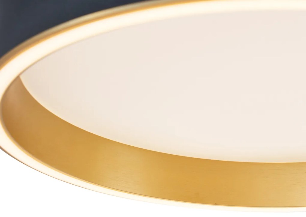 Design plafondlamp zwart met goud 40cm incl. LED 3-way switch - Ingo