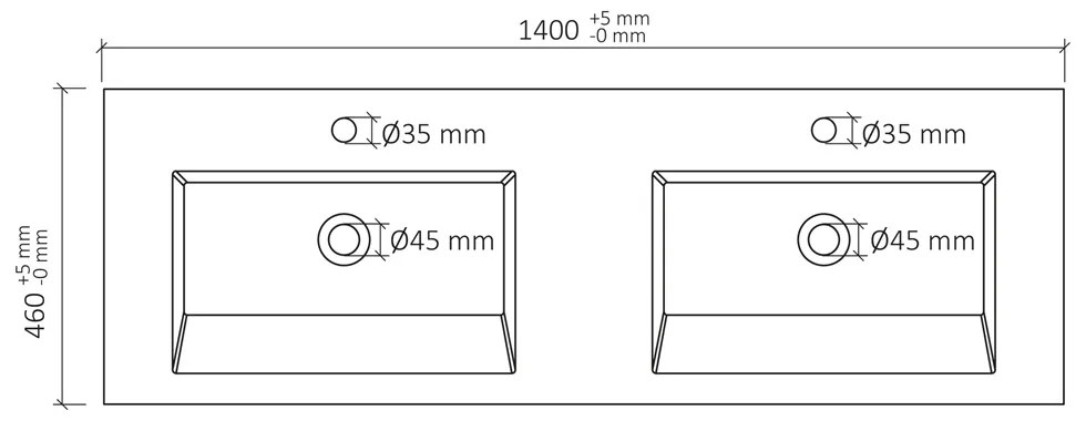 Differnz Industrial badmeubelst 140cm bruin