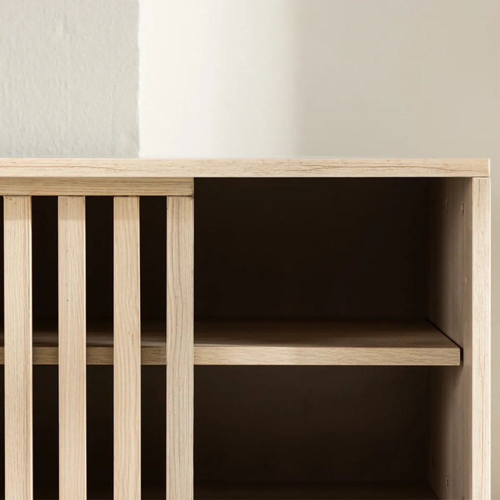 TV Meubel Met Schuifdeur Whitewash - 180x40x45cm.