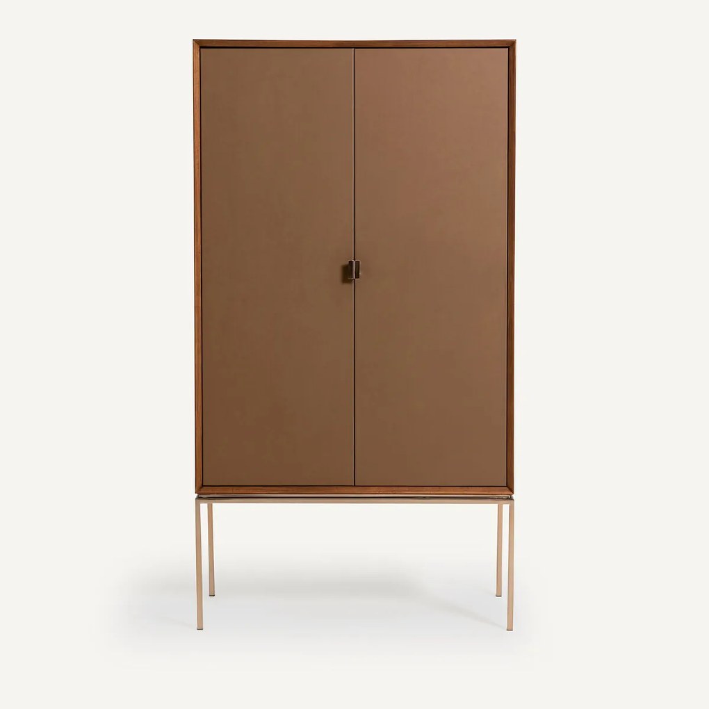 Kast van notenhoutfineer en leer, Delina