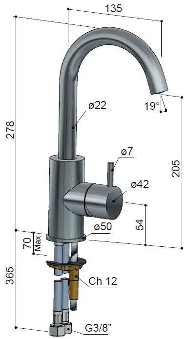 Hotbath Cobber wastafelkraan met draaibare uitloop wit mat