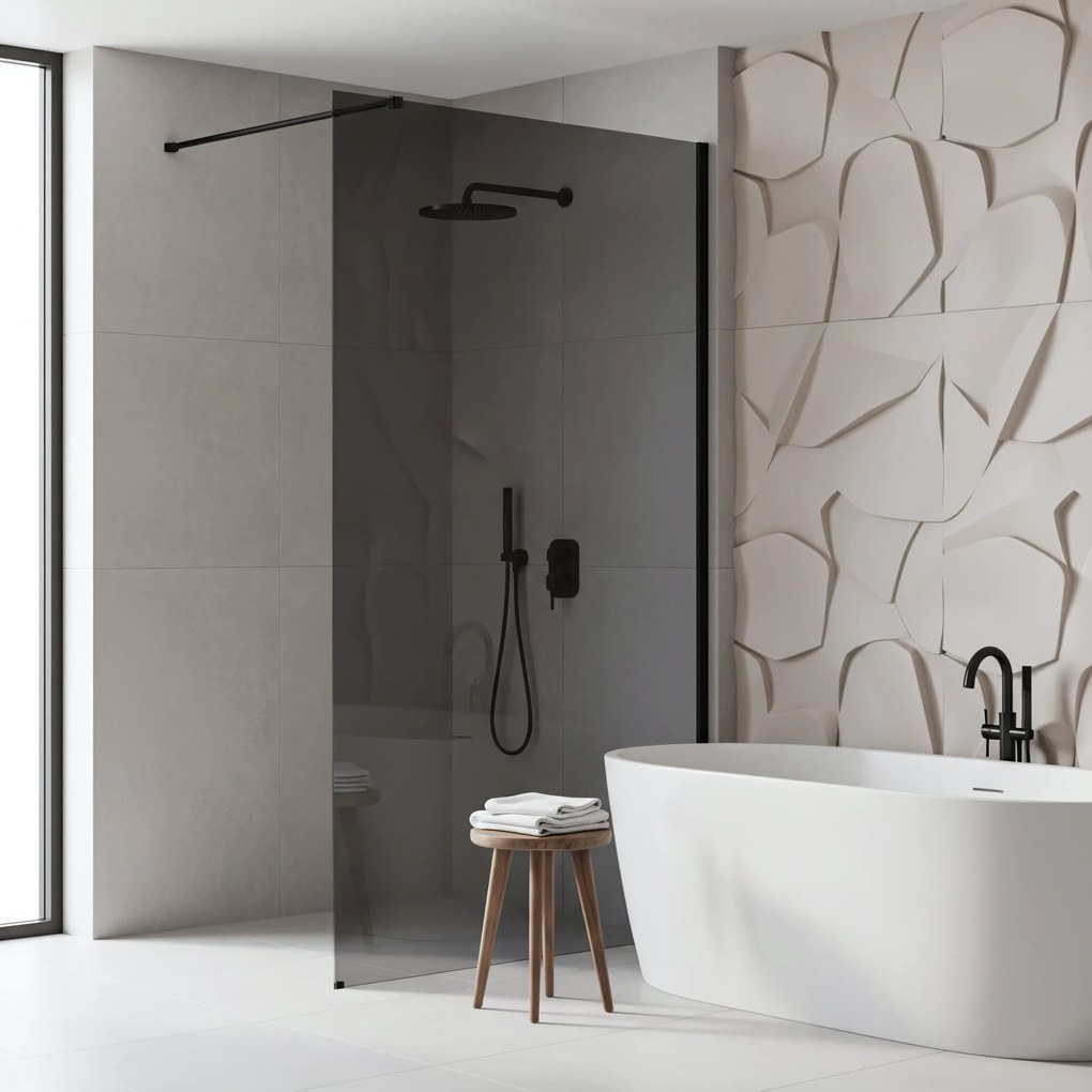 Walk-in douchewand Rea Flexi Grey / Black 100