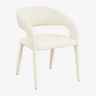 Set Van 2 Arazeina Gestoffeerde Eetkamerstoelen Met Armleuningen Bouclé Wit - Sklum
