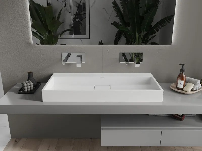 Mexen Ava opbouw wastafel van conglomeratie B/O 100 x 46 cm, wit - 23011000