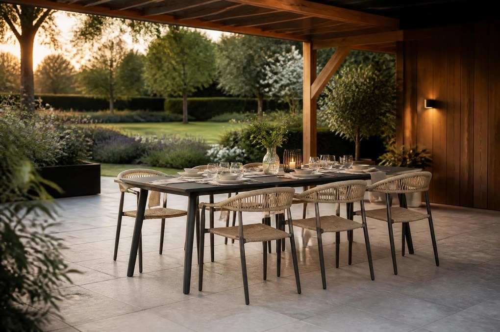 Tuinset 4 personen 160 cm Aluminium/Rope Taupe De Laan Projects