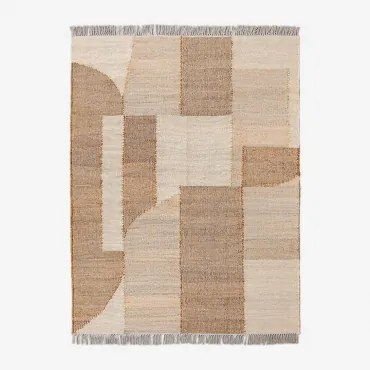 Rechthoekig Vloerkleed 160x240 Cm Van Jute En Katoen Davina Natuurlijke Kleuren - Sklum