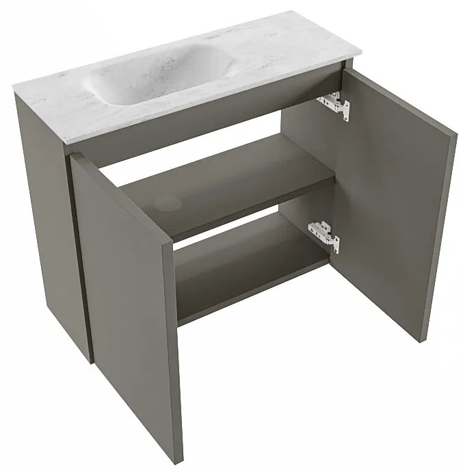 Mondiaz Ture DLux toiletmeubel 60cm smoke met wastafel opalo links met kraangat