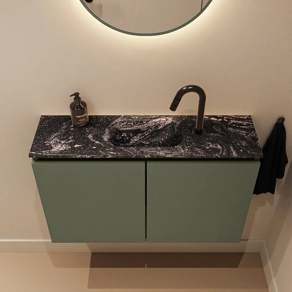 Mondiaz Ture DLux toiletmeubel 80cm army met wastafel lava midden met kraangat