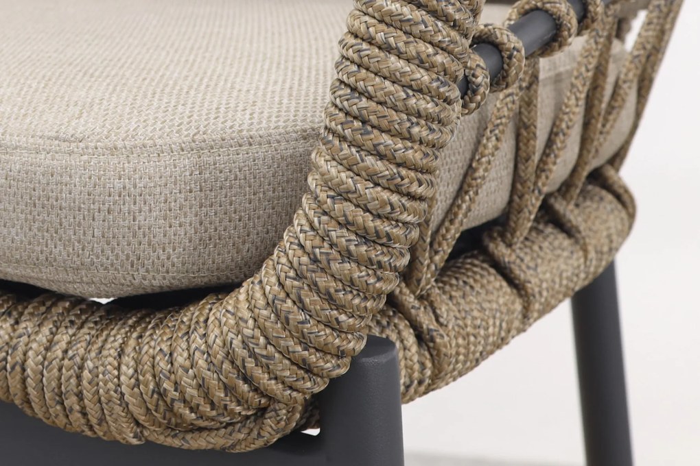 Julia naturel rope dining tuinstoel - Antraciet
