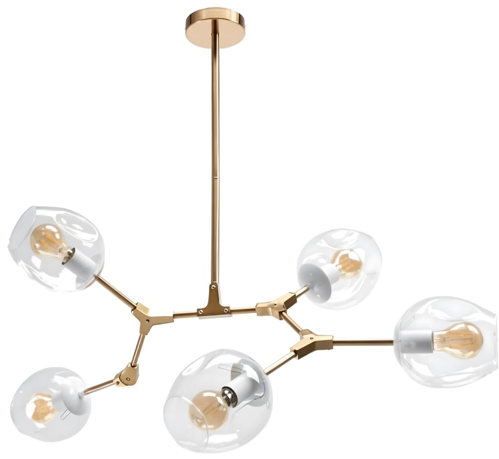 Hanglamp Goud Glas Bollen 5 Arms APP506-5C