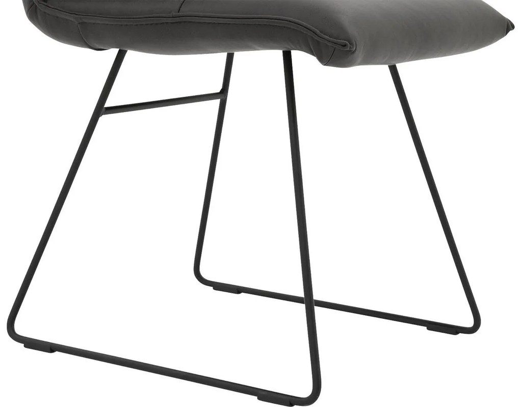 Goossens Excellent Eetkamerstoel Nica grijs leer leuning en Sledevoet,, modern design