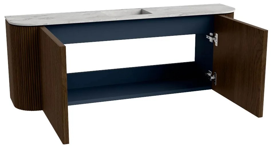 Mondiaz Joya DLux 115cm toiletmeubel ronding links/rechts walnut met wastafel faye midden zonder kraangat glace