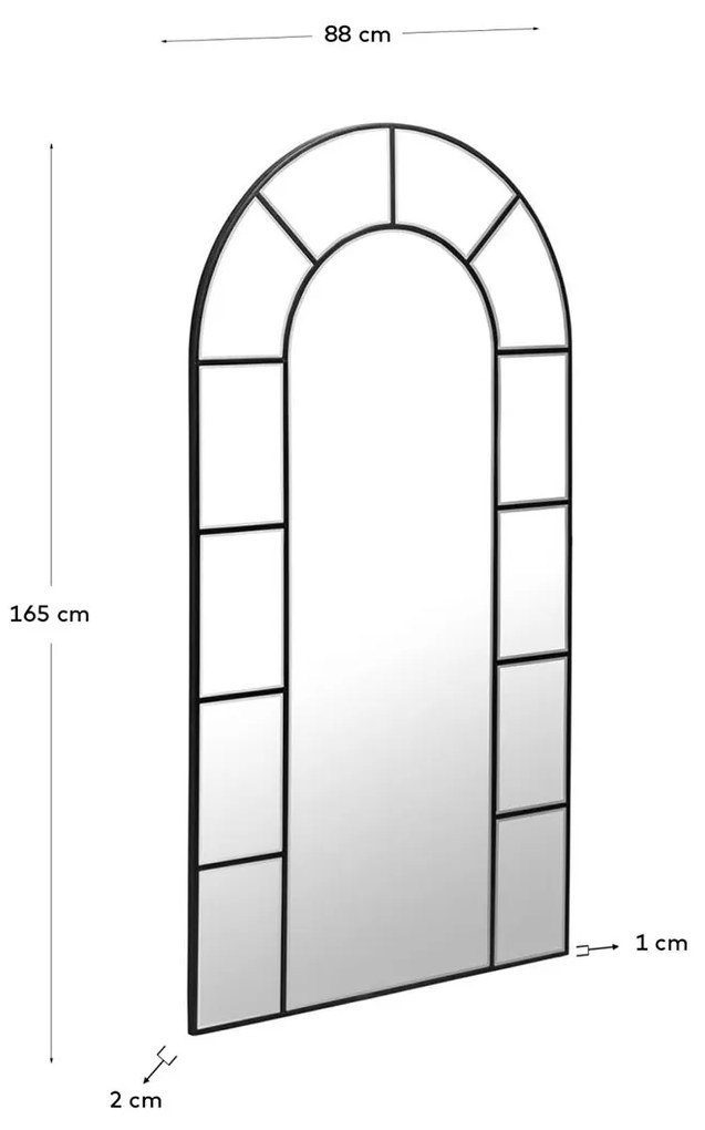 Kave Home Nediva Boogspiegel Industrieel Zwart - 88x165cm